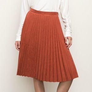 Mystree Pleated Vegan Suede Skirt